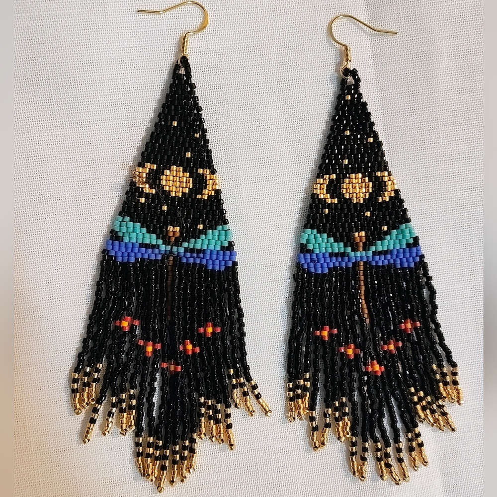 Handmade beaded dragonfly earrings